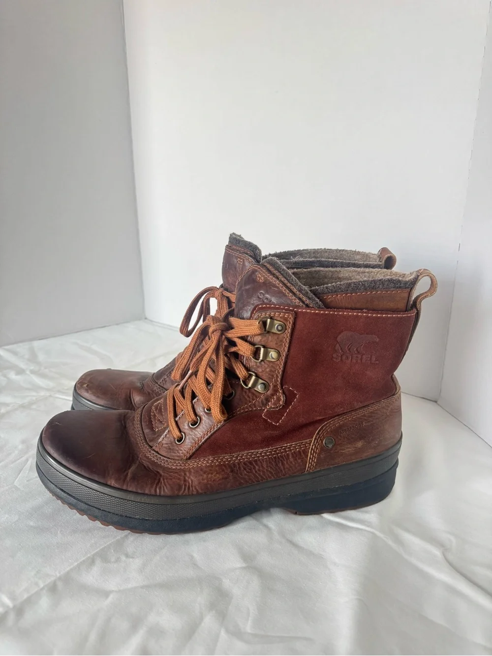 Sorel Men's Brown Leather and Suede Lace-Up Boots Size 12